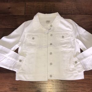 J Crew white denim jacket w/ pockets